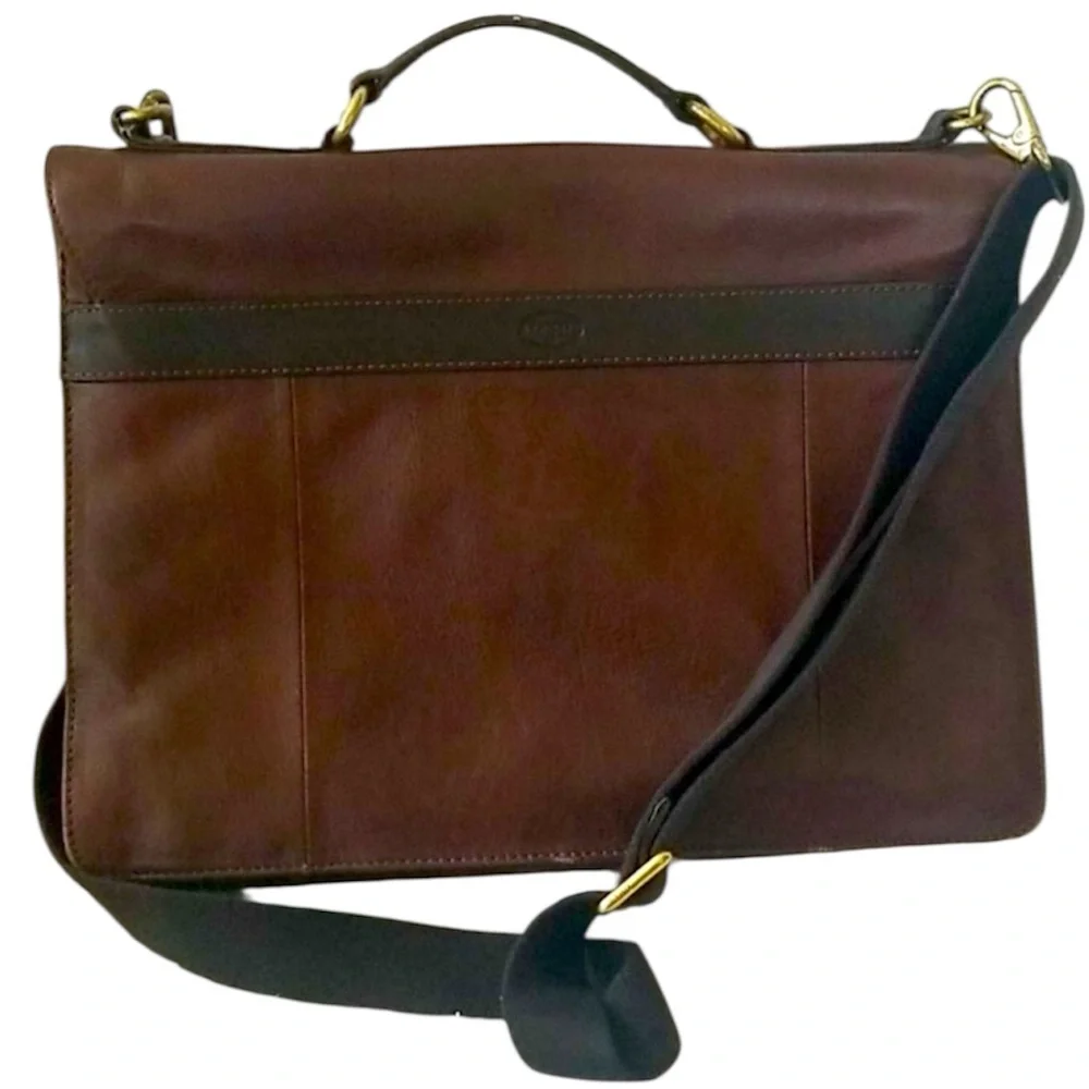 Fossil Estate Port Vintage Rare Briefcase Computer Tote Genuine Leather Bag
